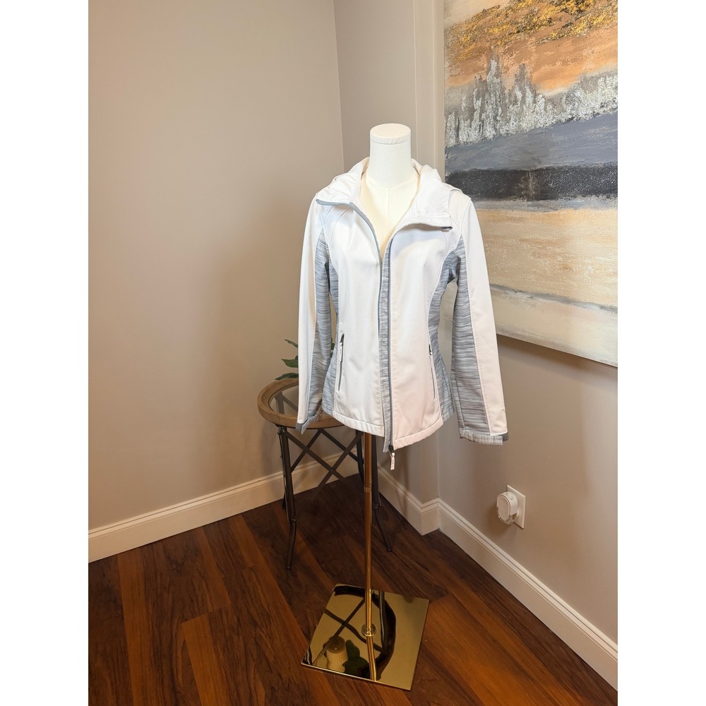 Free Tech Womens Arctic White Grey Softshell Hooded Jacket FTOL46316 Small 4-6
